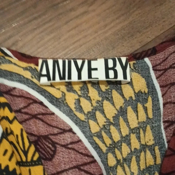 Aniye By Brick Red Yellow Antique Vase Print A Line Midi Tank Dress A43 - Picture 2 of 7